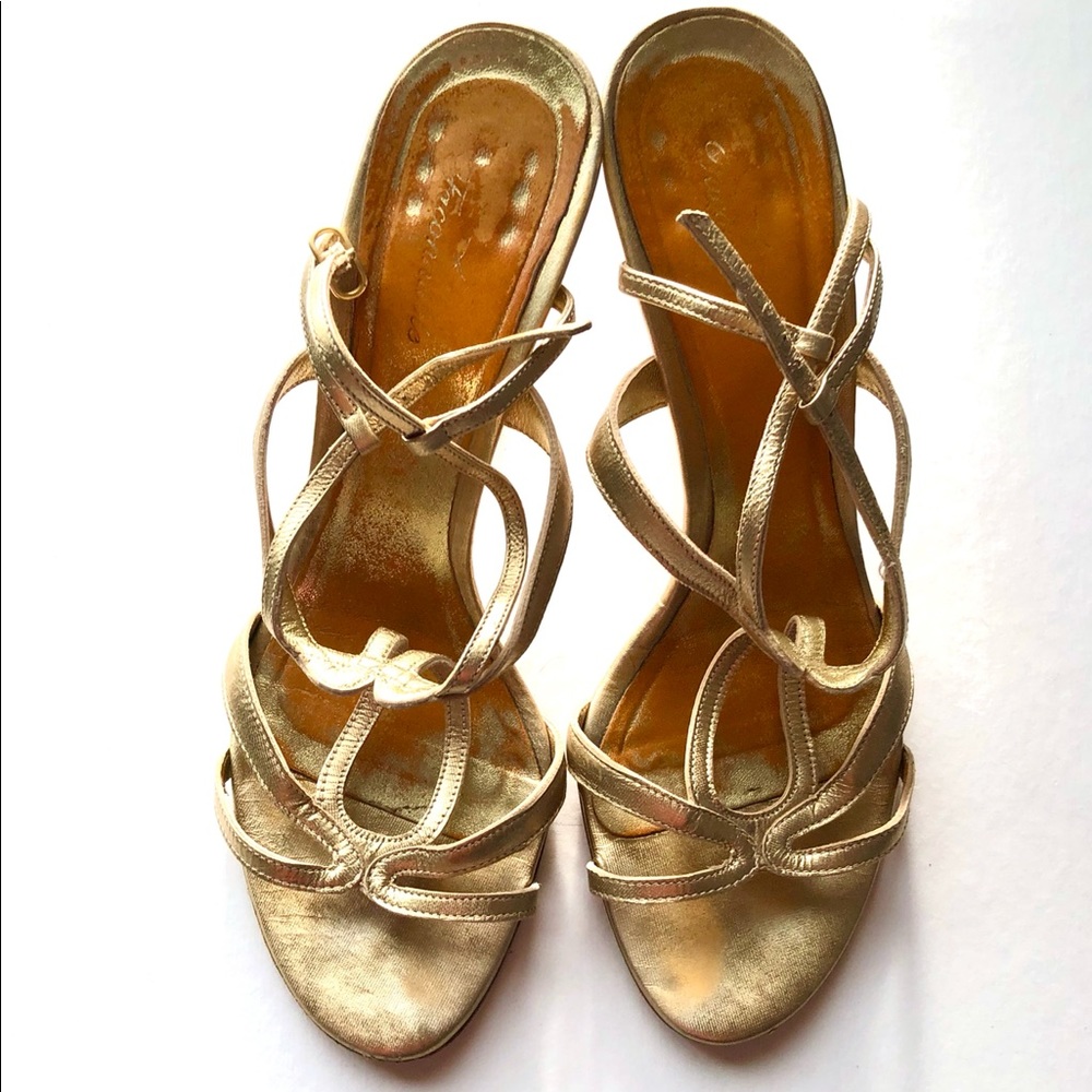 Faconnable Gold Heel Sandals size 9